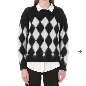 -Sandro Paris Black Diamond Mohair Blend Sweater